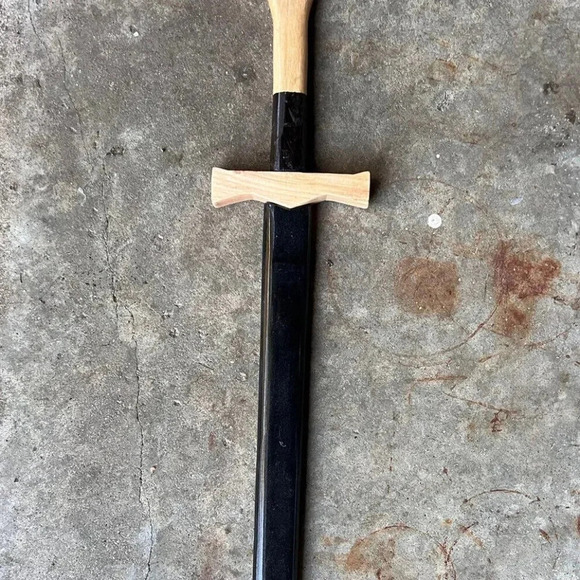 2pc Handcrafted Wooden Practice Play Sword + Scabbard 30" Overall - Picture 1 of 3